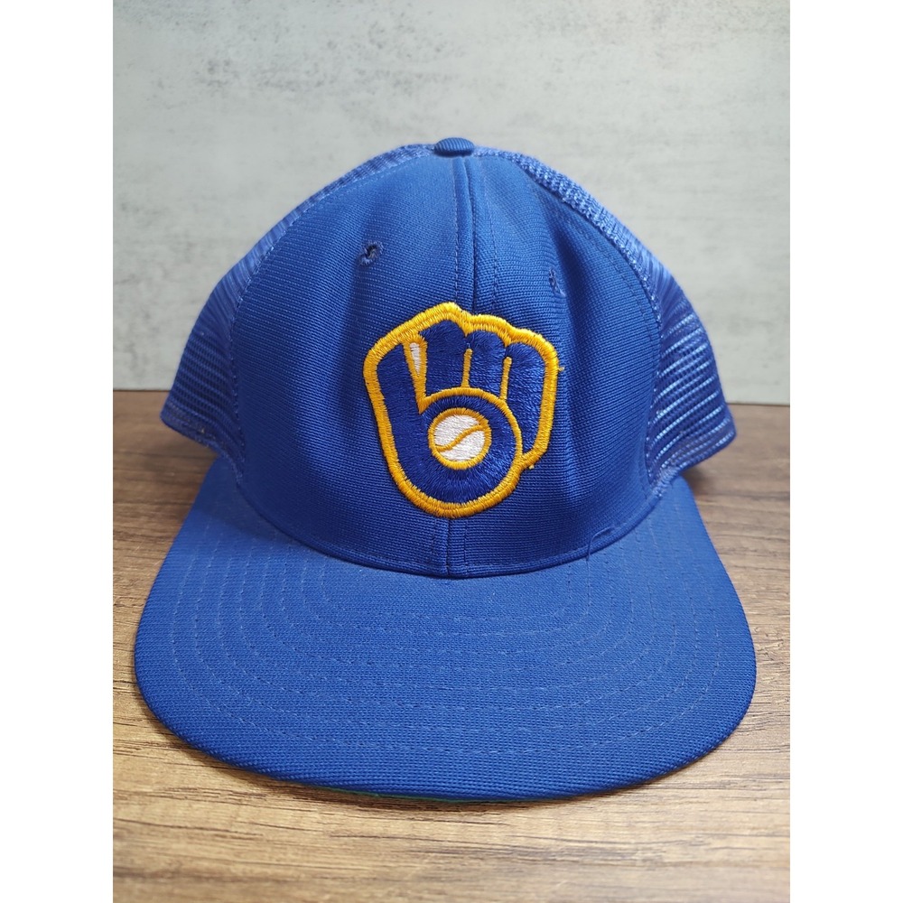 Vtg 90s Milwaukee Brewers New Era Pro Model Snapback Hat DuPont Visor USA M/L